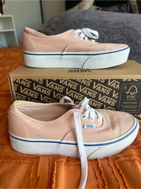 Vans Low Top Canvas Platform Sneakers in Blush Pink